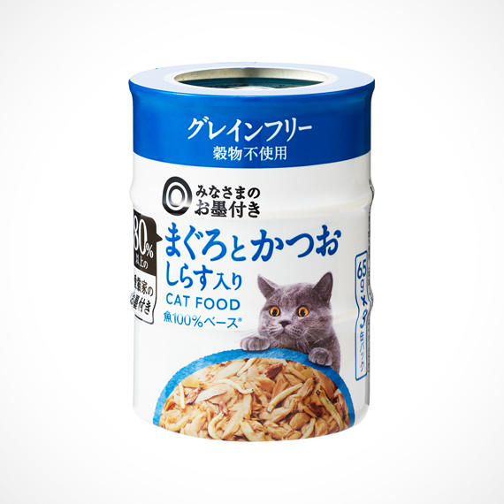 グレインフリー　まぐろとかつお　しらす入り 65g×3缶パック