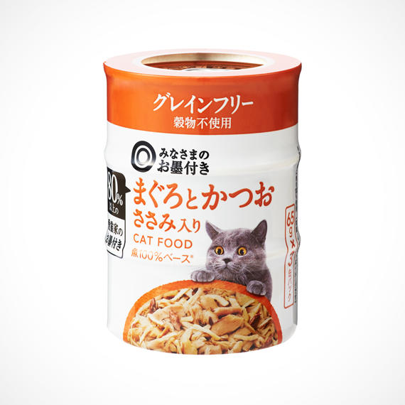 グレインフリー　まぐろとかつお　ささみ入り 65g×3缶パック