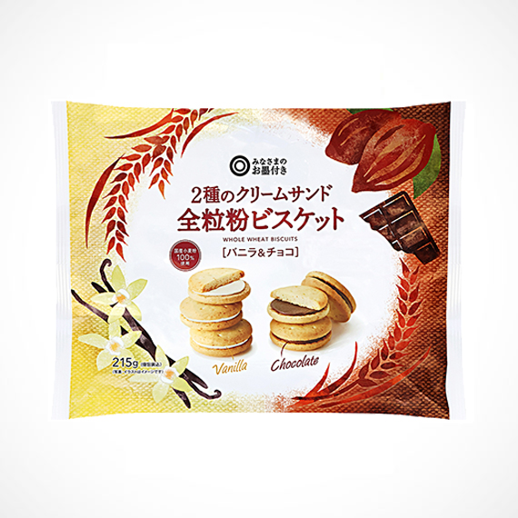 2種のクリームサンド 全粒粉ビスケット バニラ&チョコ 215g