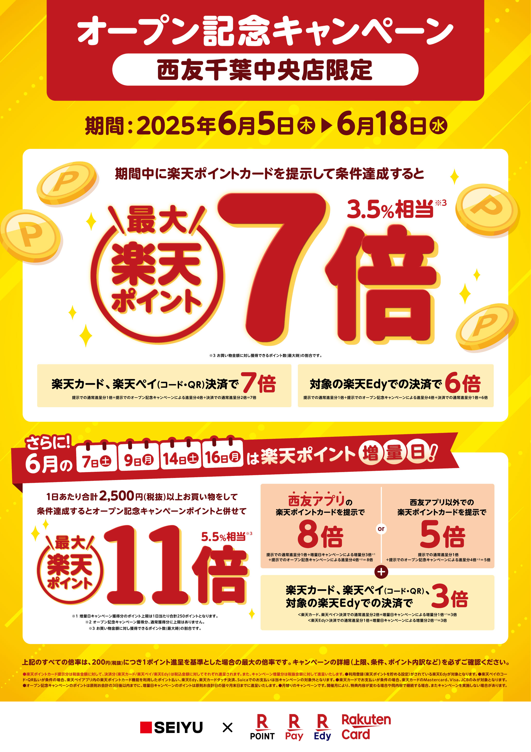千葉中央店プレオープン楽天増量日チラシ表