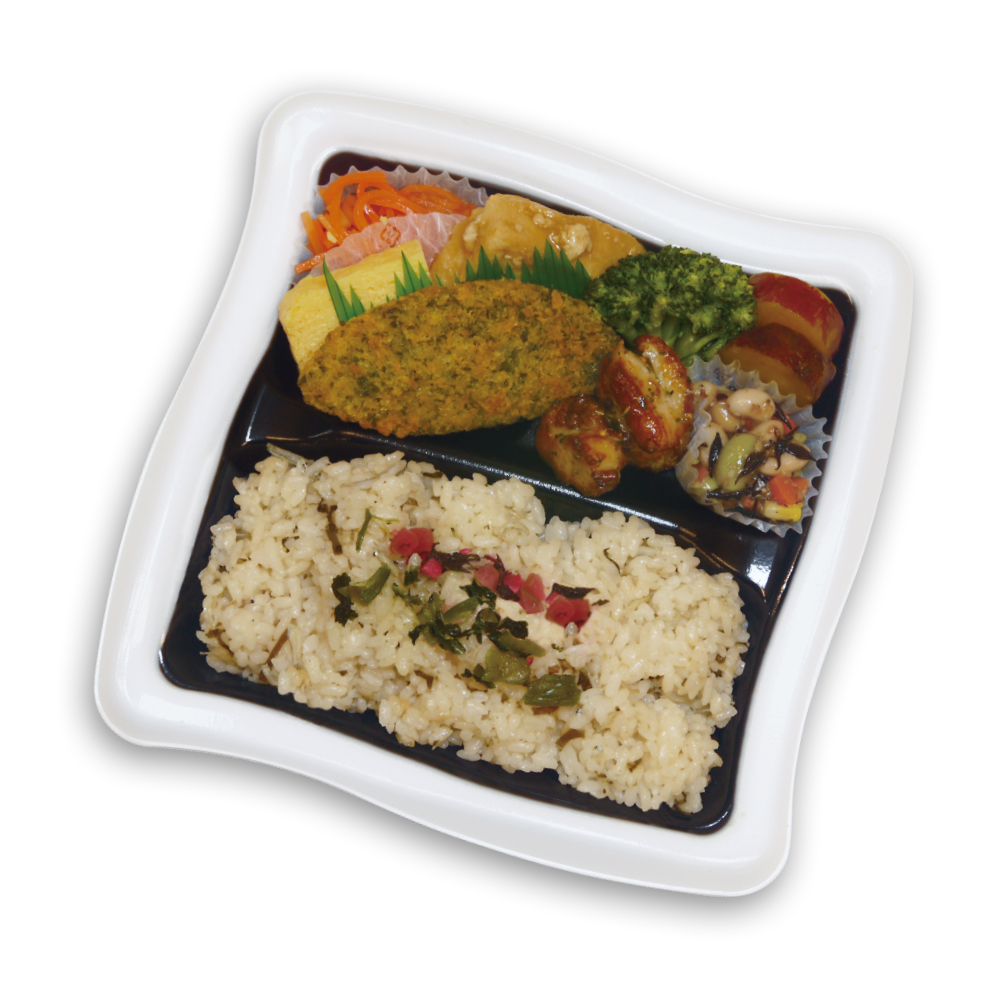 鉄分が摂れる！しらすご飯と磯まみれフライ弁当
