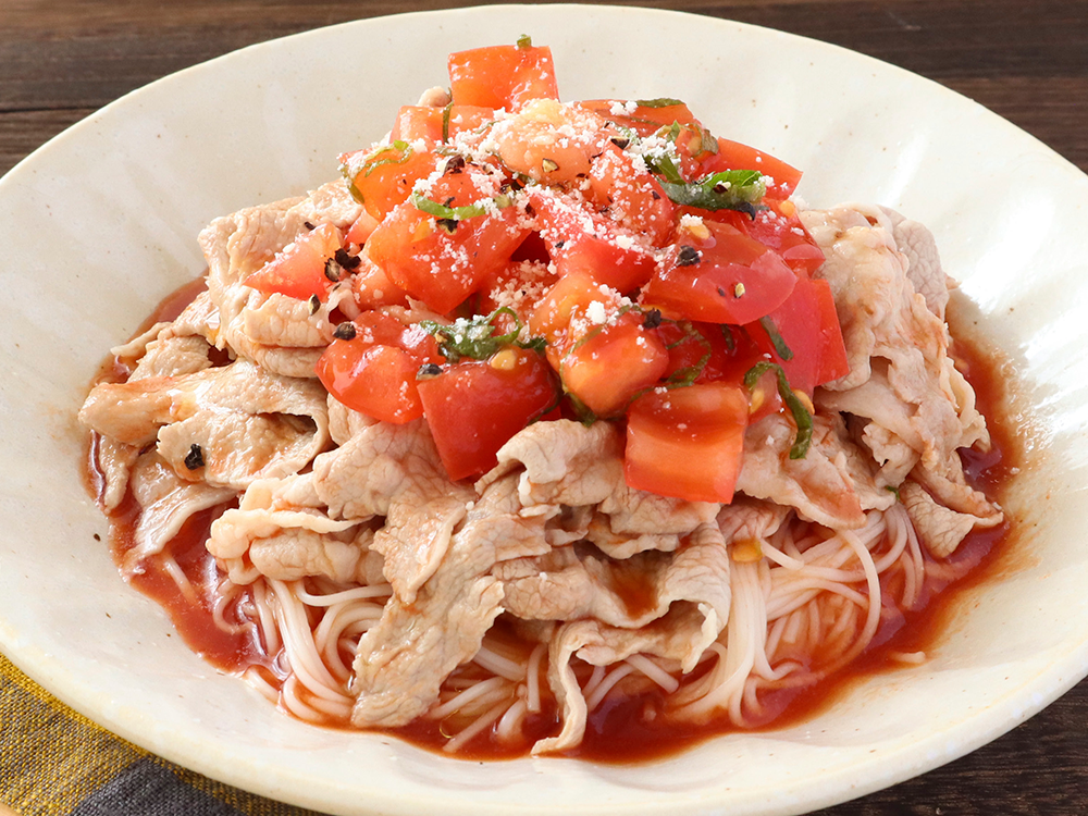 豚肉とトマトのイタリアンぶっかけそうめん